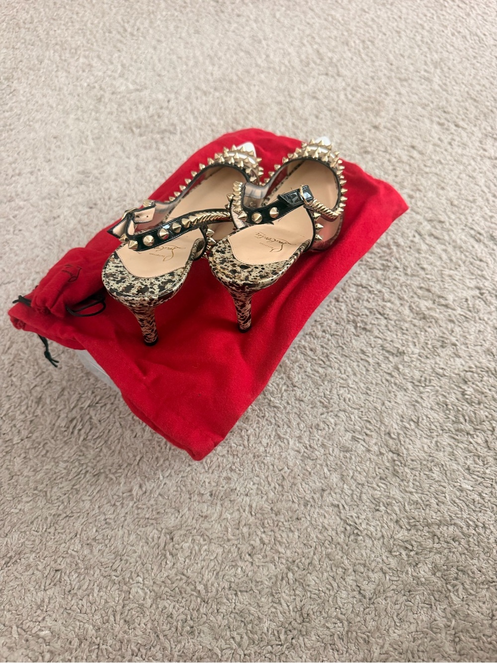 Christian Louboutin White Pointed Studded Slingback Heels - Picture 5 of 8